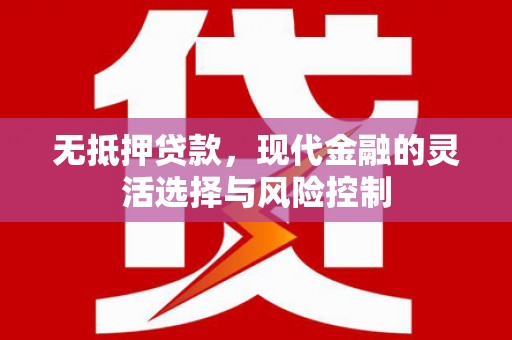 上犹无抵押贷款，现代金融的灵活选择与风险控制