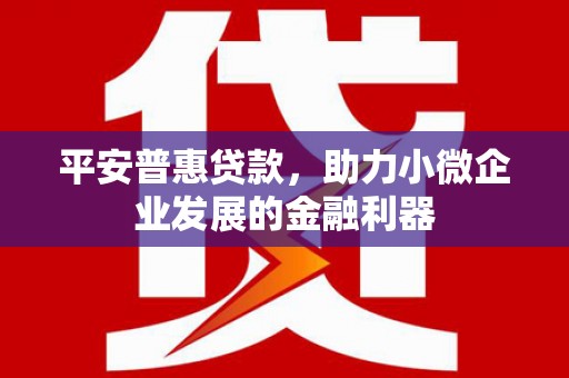 上犹平安普惠贷款，助力小微企业发展的金融利器