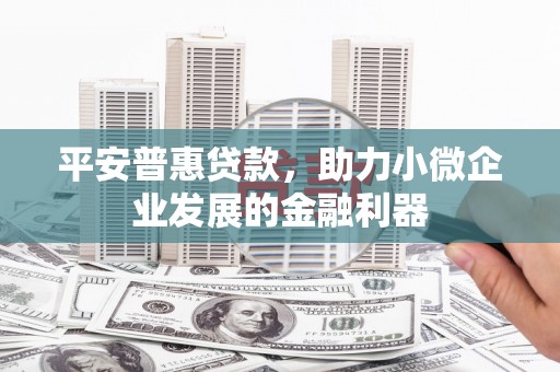 上犹平安普惠贷款，助力小微企业发展的金融利器