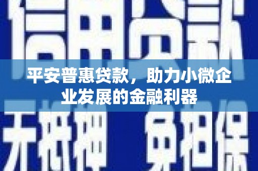 上犹平安普惠贷款，助力小微企业发展的金融利器